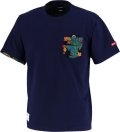 GRANDE F.P.アロハ柄ポケット付コットンTシャツ　ネイビー