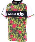 GRANDE.F.P　ハイビスカス柄.プラクティスシャツ　ホワイトｘピンク