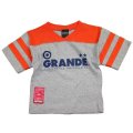 GRANDE.F.P　"Lasali″２トーンライン入りVネックシャツ.キッズサイズ　グレーｘオレンジ