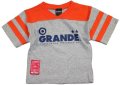 GRANDE.F.P　"Lasali″２トーンライン入りVネックシャツ.キッズサイズ　グレーｘオレンジ