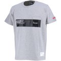 GRANDE.F.P.パネルロゴプリント.ヘビーウエイト.ポケット付.半袖Tシャツ　ヘザーグレーｘブラック