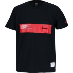 画像1: GRANDE.F.P.パネルロゴプリント.ヘビーウエイト.ポケット付.半袖Tシャツ　ブラックｘレッド