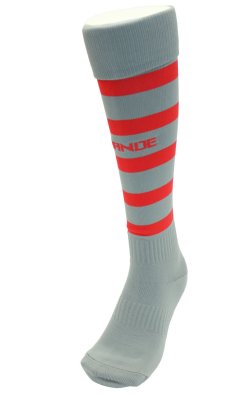 画像1: GRANDE.F.P BORDER FOOTBALL SOCKS グレーｘレッド