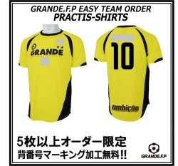 画像1: 【GRANDE.F.P.WEBショップ限定】５枚以上オーダーで背番号無料！！プラクティスシャツ　ゴールドイエローｘブラック