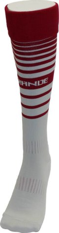 MULTI BORDER FOOTBALL SOCKS 　ライトグレーｘバーガンディ（エンジ）