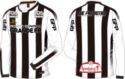 画像1: 【ジュニアサイズ】ISSY×GRANDE.F.Pコラボ！ブロックストライプ.長袖プラクティスシャツ　ホワイトｘブラック