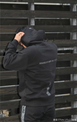 画像5:  GRANDE.F.Pハイパーロゴ.スウェットプルパーカー　ブラックｘクローム