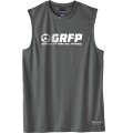 【BIGサイズ対応】GRFP.ドライストレッチノースリーブシャツ　ダークグレーｘホワイト