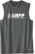 【BIGサイズ対応】GRFP.ドライストレッチノースリーブシャツ　ダークグレーｘホワイト