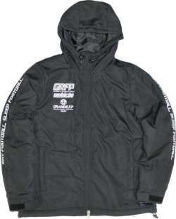 画像1: 【BIGサイズ対応】GRANDE.F.P.LIMITEDハイパーロゴフーデッドウォーマージャケット　ブラックｘホワイト