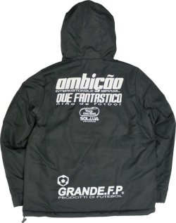 画像2: 【BIGサイズ対応】GRANDE.F.P.LIMITEDハイパーロゴフーデッドウォーマージャケット　ブラックｘホワイト