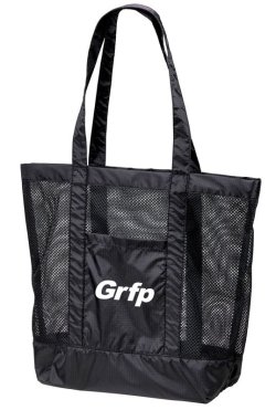 画像1: Grfpナイロン リップストップ メッシュ トートバッグ　ブラック