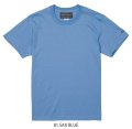 【BIGサイズ対応商品】  GRANDE.F.P.定番ハイクオリティー.ベーシックソリッド（無地）刺繍入りカラーTシャツ 　サックスブルー