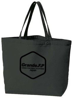画像1: ヘキサゴン.コットンキャンバスBIGトートバッグ　ダークグレーｘブラック