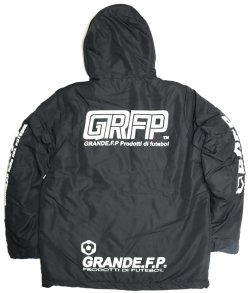 画像2: 【BIGサイズ対応】GRFP.パネルプリント.フーデッド.ウォーマーハーフジャケット　　　ブラックｘホワイト