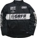 【BIGサイズ対応】GRFP.パネルプリント.ストレッチジャージ.ハーフZIPジャケット　ブラックｘガンメタル