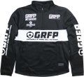 【BIGサイズ対応】GRFP.パネルプリント.ストレッチジャージ.ハーフZIPジャケット　ブラックｘホワイト