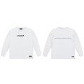 Grande.F.Pブラッシングロゴ.ルーズフィット長袖Tシャツ　ホワイトｘブラック