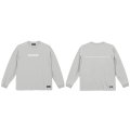 Grande.F.Pブラッシングロゴ.ルーズフィット長袖Tシャツ　フロストグレーｘホワイト
