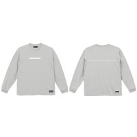 Grande.F.Pブラッシングロゴ.ルーズフィット長袖Tシャツ　フロストグレーｘホワイト