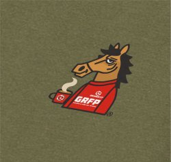 画像3: 【完全予約販売】【ジュニア〜BIGサイズ対応商品】ｘ豊田歩コラボ.「コーヒーブレイク暴れ馬くん」サポートコットン半袖Tシャツ　オリーブ