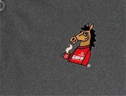 画像3: 【完全予約販売】【ジュニア〜BIGサイズ対応商品】ｘ豊田歩コラボ.「コーヒーブレイク暴れ馬くん」サポートドライメッシュ半袖ポロシャツ　ブラック