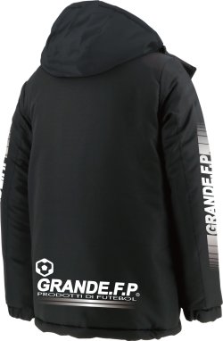 画像2: 【BIGサイズ対応】GRANDE.F.P.ハイパーロゴフーデッドウォーマーハーフジャケット　ブラックｘホワイト