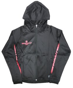 画像1: 【ジュニアサイズ対応】GRANDE.F.P.ハイパーロゴフーデッドジャージジャケット　ブラックｘレッド