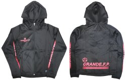 画像3: 【ジュニアサイズ対応】GRANDE.F.P.ハイパーロゴフーデッドジャージジャケット　ブラックｘレッド
