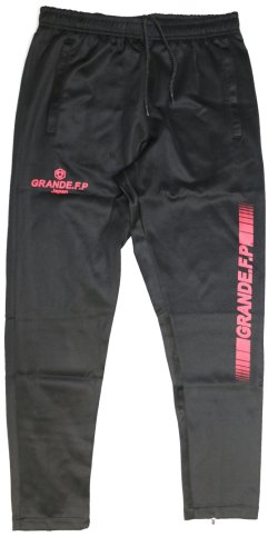 画像1: 【BIGサイズ対応】GRANDE.F.P.ハイパーロゴジャージロングパンツ　ブラックｘレッド