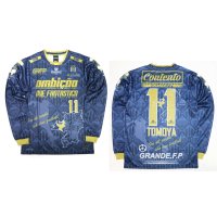 【完全予約販売：2026年4月上旬発売〜お届け商品】  【ジュニア〜BIGサイズ対応商品】 2026バージョン.見木友哉ｘGRANDE.F.Pコラボ.TOMOYA・NO.11昇華転写サポートプラシャツ.長袖　ネイビーｘゴールド
