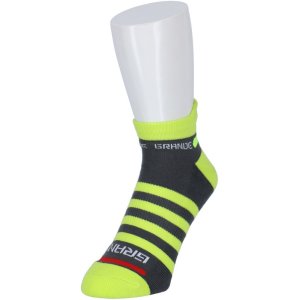 画像: GRANDE.F.P.ボーダー柄アンクルソックス　ヘザーチャコールグレーｘ蛍光イエロー