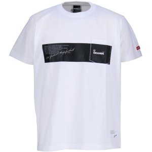 画像: GRANDE.F.P.パネルロゴプリント.ヘビーウエイト.ポケット付.半袖Tシャツ　ホワイトｘブラック