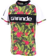 画像: GRANDE.F.P　ハイビスカス柄.プラクティスシャツ　ホワイトｘピンク