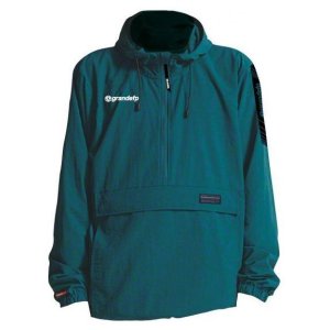 画像: GRANDE.F.P ナイロンアノラックハーフジップパーカー グリーン×ホワイト