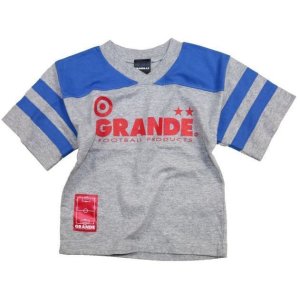 画像: GRANDE.F.P　"Lasali″２トーンライン入りVネックシャツ.キッズサイズ　グレーｘロイヤルブルー