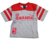 画像: GRANDE.F.P　"Lasali″２トーンライン入りVネックシャツ.キッズサイズ　グレーｘレッド