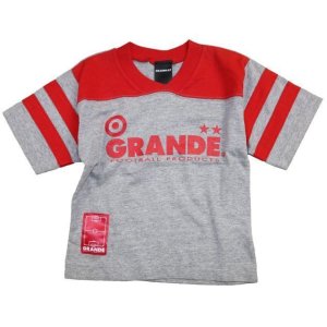 画像: GRANDE.F.P　"Lasali″２トーンライン入りVネックシャツ.キッズサイズ　グレーｘレッド