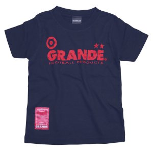 画像: GRANDE.F.P　モノグラム柄プリント.コットンTシャツ.キッズサイズ　ネイビーｘレッド