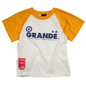 画像: GRANDE.F.P　モノグラム柄２トーンラグランTシャツ.キッズサイズ　ホワイトｘイエロー