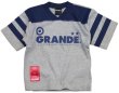 画像1: GRANDE.F.P　"Lasali″２トーンライン入りVネックシャツ.キッズサイズ　グレーｘネイビー