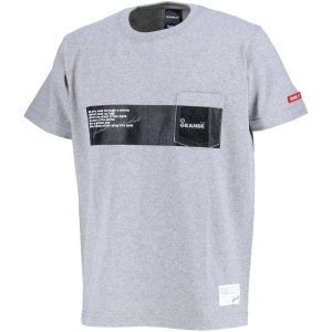画像: GRANDE.F.P.パネルロゴプリント.ヘビーウエイト.ポケット付.半袖Tシャツ　ヘザーグレーｘブラック