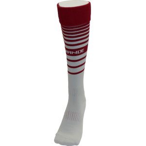 画像: MULTI BORDER FOOTBALL SOCKS 　ライトグレーｘバーガンディ（エンジ）