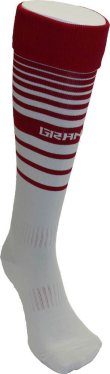 画像2: MULTI BORDER FOOTBALL SOCKS 　ライトグレーｘバーガンディ（エンジ）