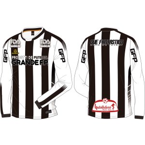 画像: 【ジュニアサイズ】ISSY×GRANDE.F.Pコラボ！ブロックストライプ.長袖プラクティスシャツ　ホワイトｘブラック