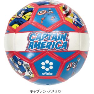 画像:  MARVELコラボサッカーボール＜レトロ柄[HERO]シリーズ＞　キャプテン・アメリカ