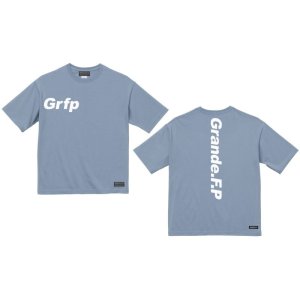 画像: Grfp.プリント.ルーズフィット半袖Tシャツ　アシッドブルーｘホワイト