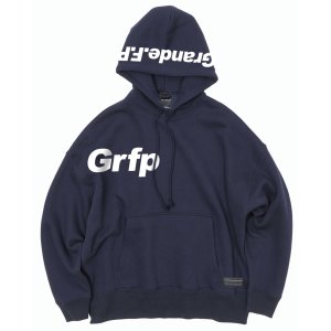 画像: Grfp.プリント.ルーズフィットスウェットプルパーカー　ネイビーｘホワイト　　　　　　　　　　　　　　　　　　　　　　　　　　　　　　　　　　