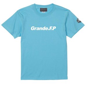 画像: 【BIGサイズ対応商品】 Grande.F.Pスタンダード.ロゴプリント半袖Tシャツ　アクアブルーｘホワイト