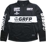 画像: 【BIGサイズ対応】GRFP.パネルプリント.ストレッチジャージ.ハーフZIPジャケット　ブラックｘホワイト